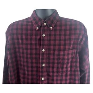 Vintage Lee Dungarees Mens Burgundy Black Buffalo Long Sleeve Button Up Medium